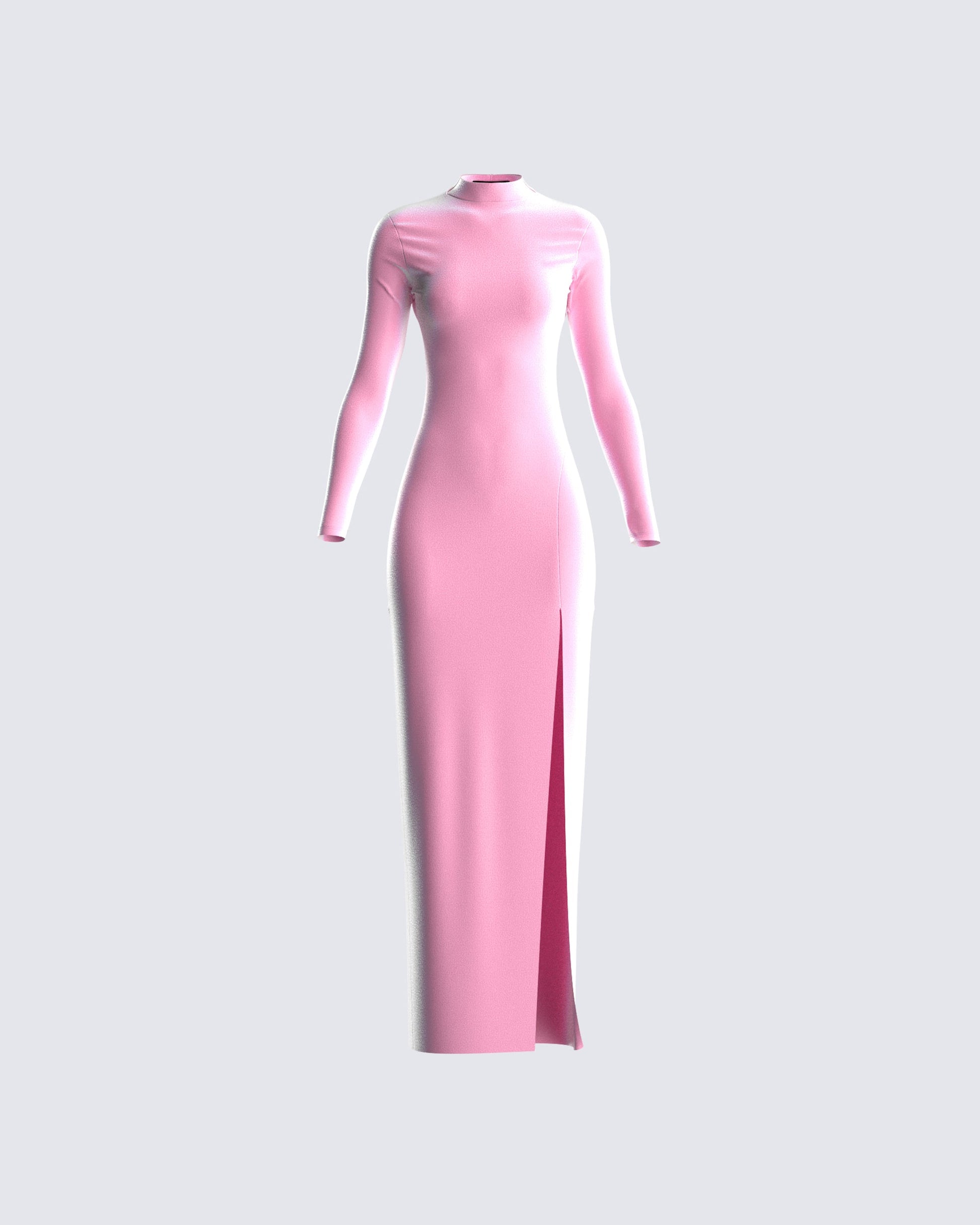 Pink Backless Midi Dress - Bodycon Long Sleeve FINESSE Pink Backless Midi Dress - Bodycon Long Sleeve FINESSE