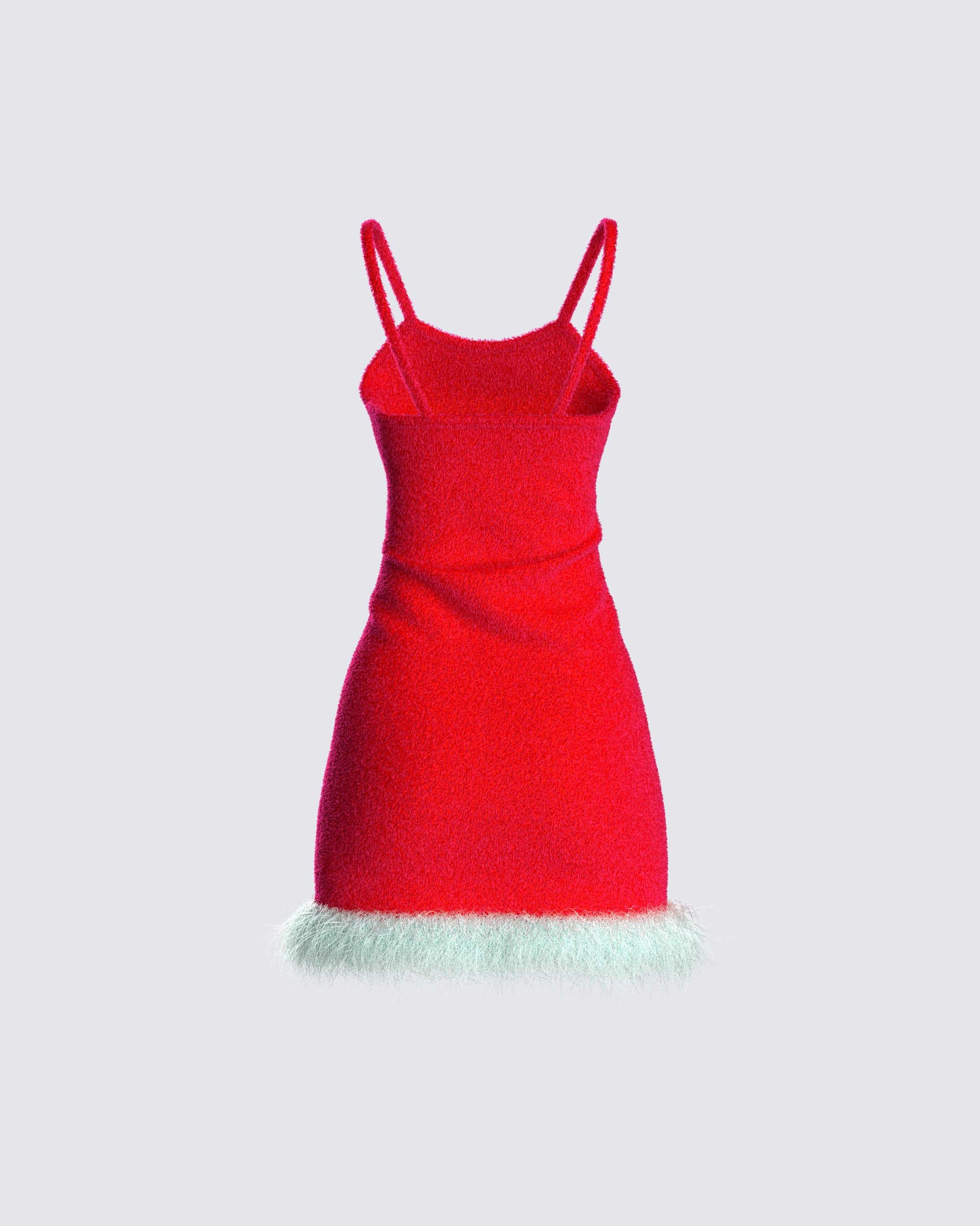 Red Knit Mini Dress - Feather Hem Holiday Party FINESSE Red Knit Mini Dress - Feather Hem Holiday Party FINESSE