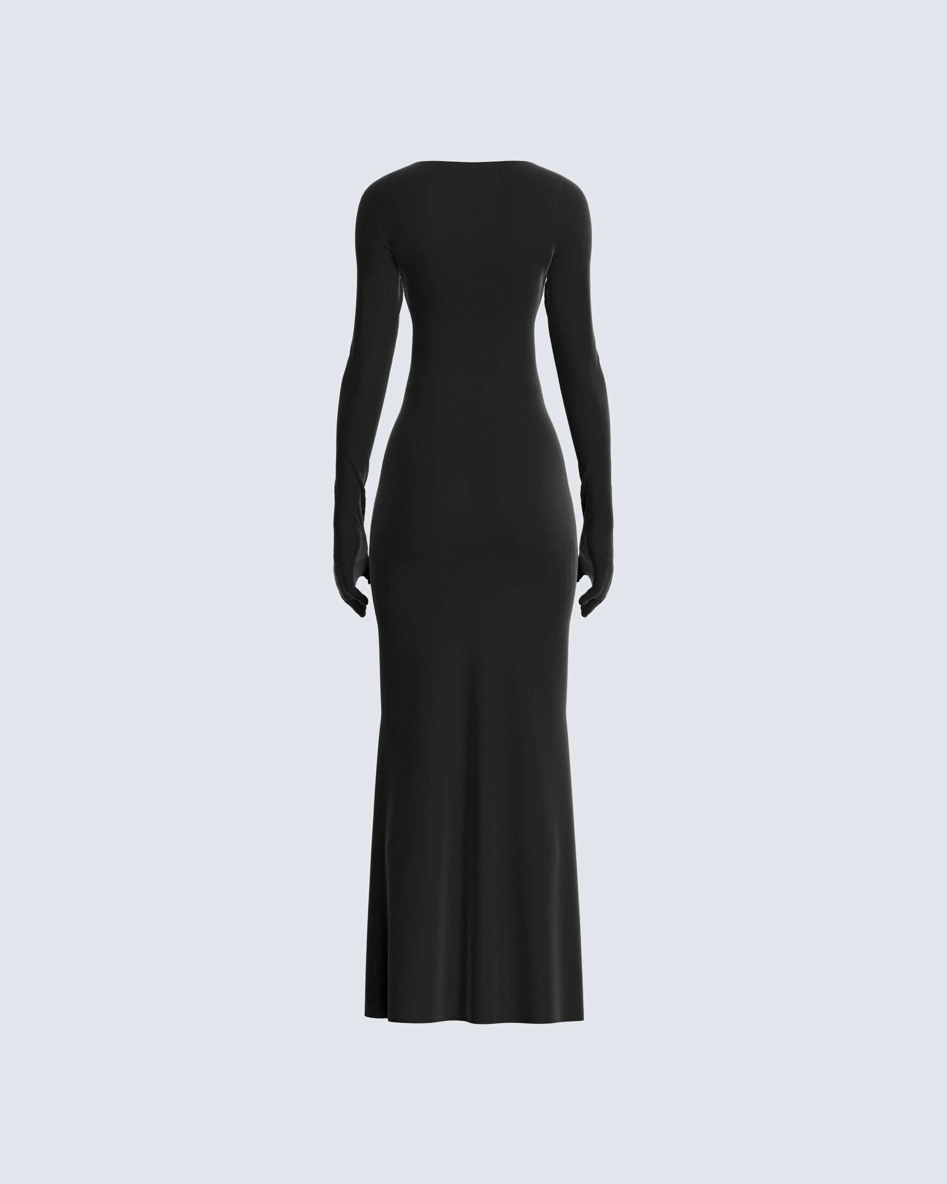 Black Cut Out Maxi Dress with Gloves - Bodycon Gala FINESSE Black Cut Out Maxi Dress with Gloves - Bodycon Gala FINESSE