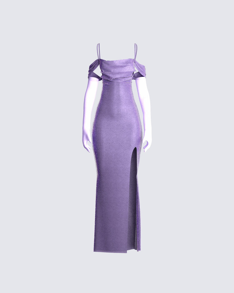 Tessa Purple Maxi Dress & Gloves