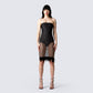 Vicky Black Feather Trim Dress