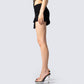 Rena Black Asymmetrical Mini Skirt