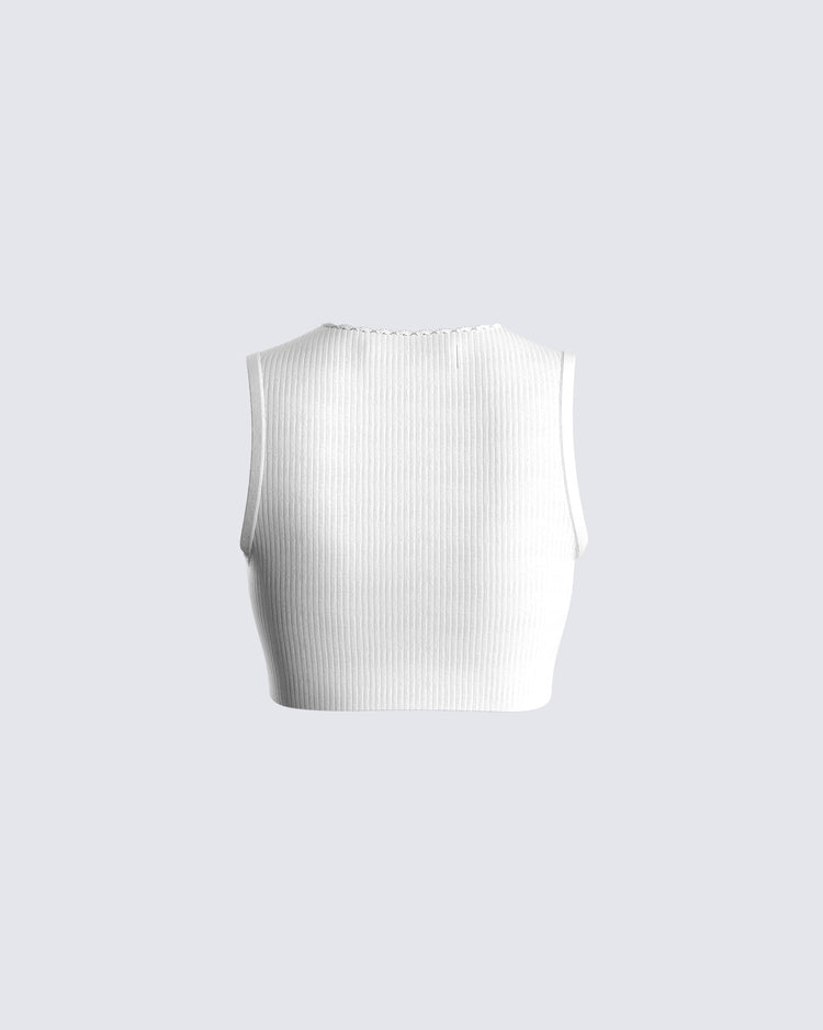 Vita White Cropped Tank