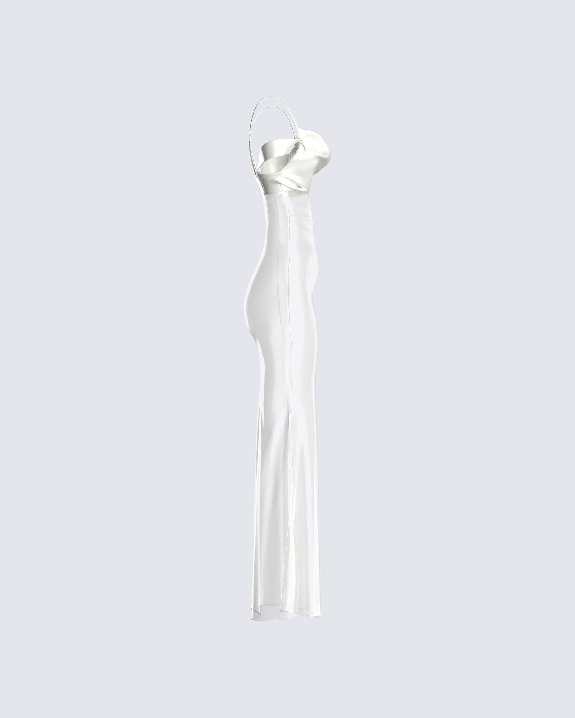 Ivory Satin Maxi Dress - Off Shoulder Formal Gown FINESSE Ivory Satin Maxi Dress - Off Shoulder Formal Gown FINESSE