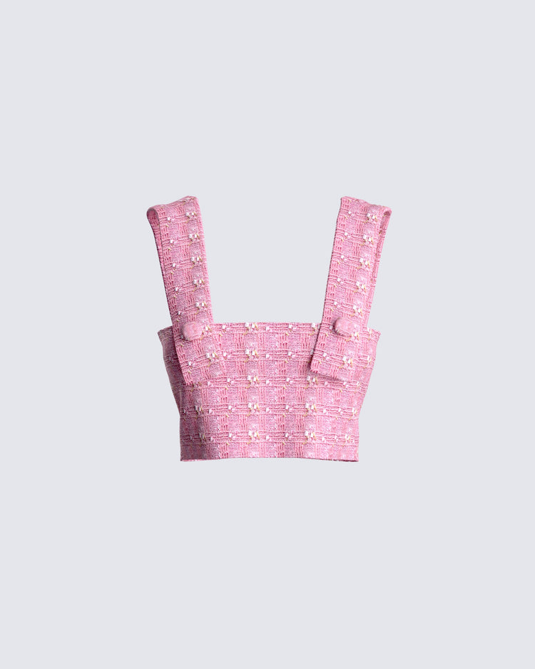 Zola Pink Tweed Crop Top