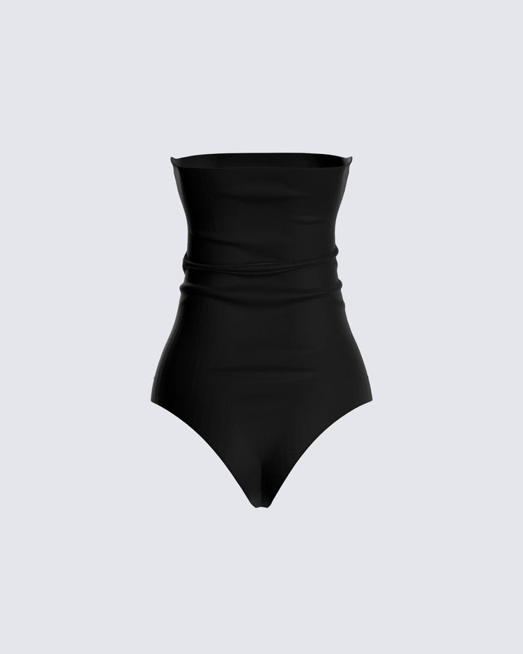 Vicky Black Strapless Bodysuit