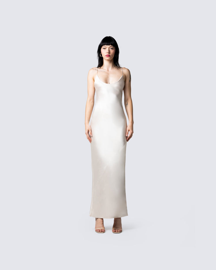 Venus Ivory Satin Dress