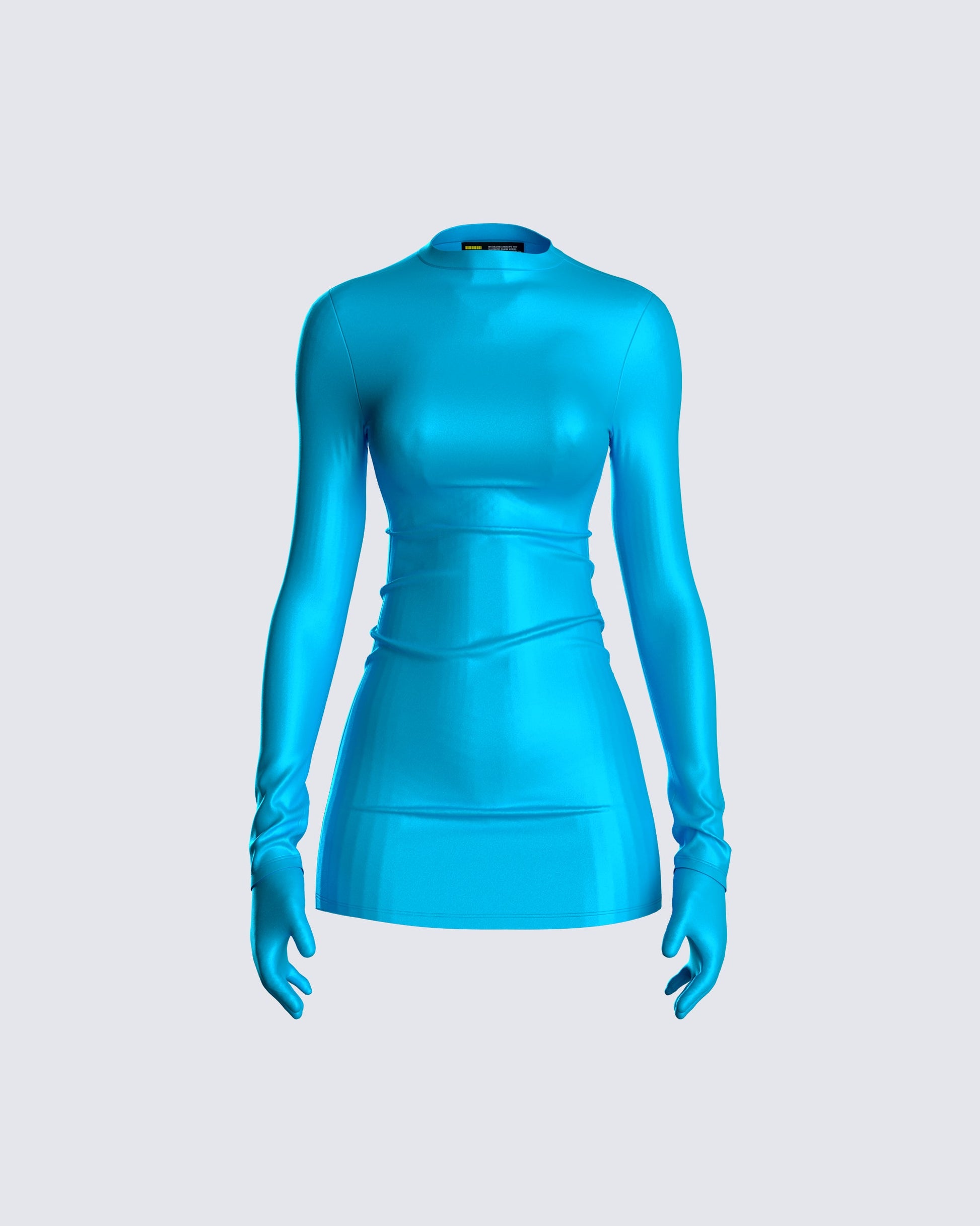 Blue Bodycon Mini Dress with Gloves - Long Sleeve Party FINESSE Blue Bodycon Mini Dress with Gloves - Long Sleeve Party FINESSE