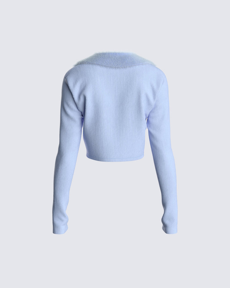 Ruth Jersey Fur Trim Cardigan Top