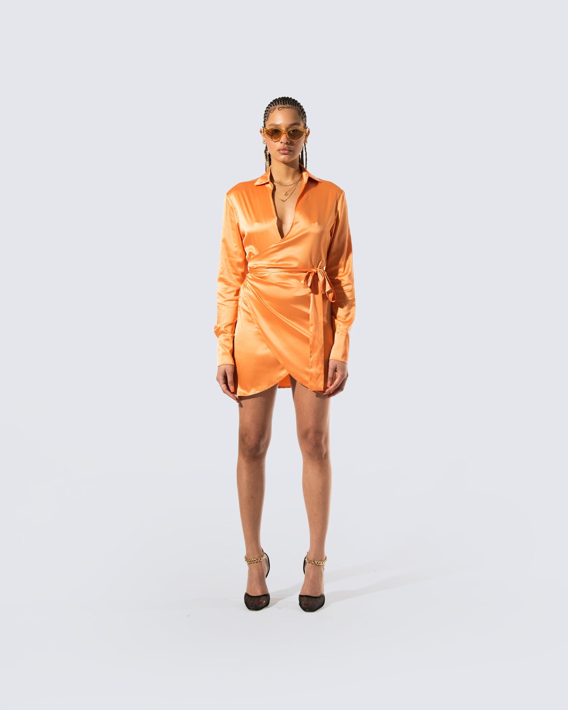 orange satin dress and blazer Satin Blazer Mini Dress M