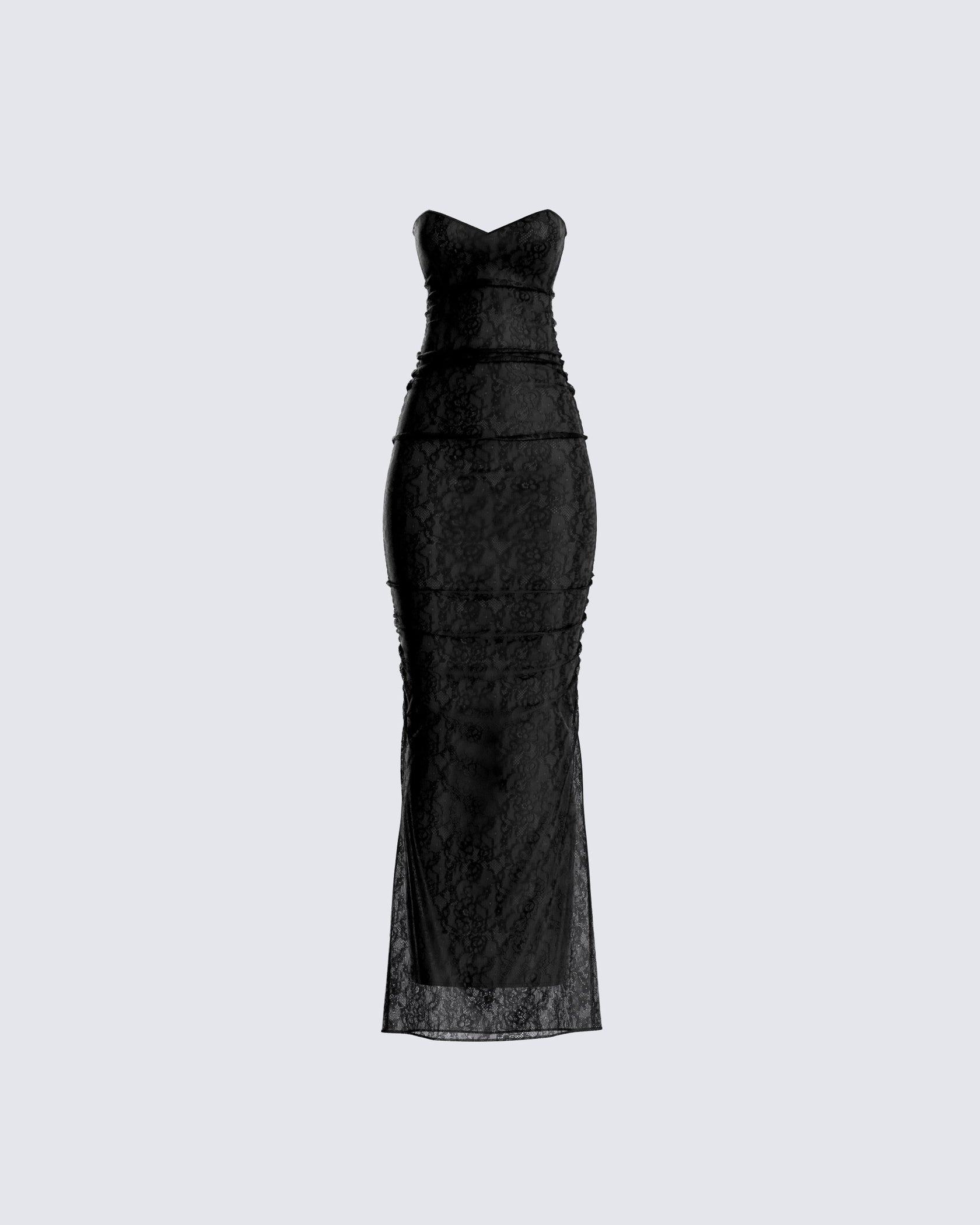Shia Black Lace Gown – FINESSE