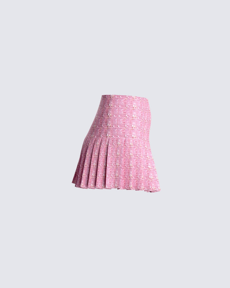 Zola Pink Tweed Mini Skirt