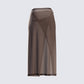 Zuri Brown Knit Midi Skirt