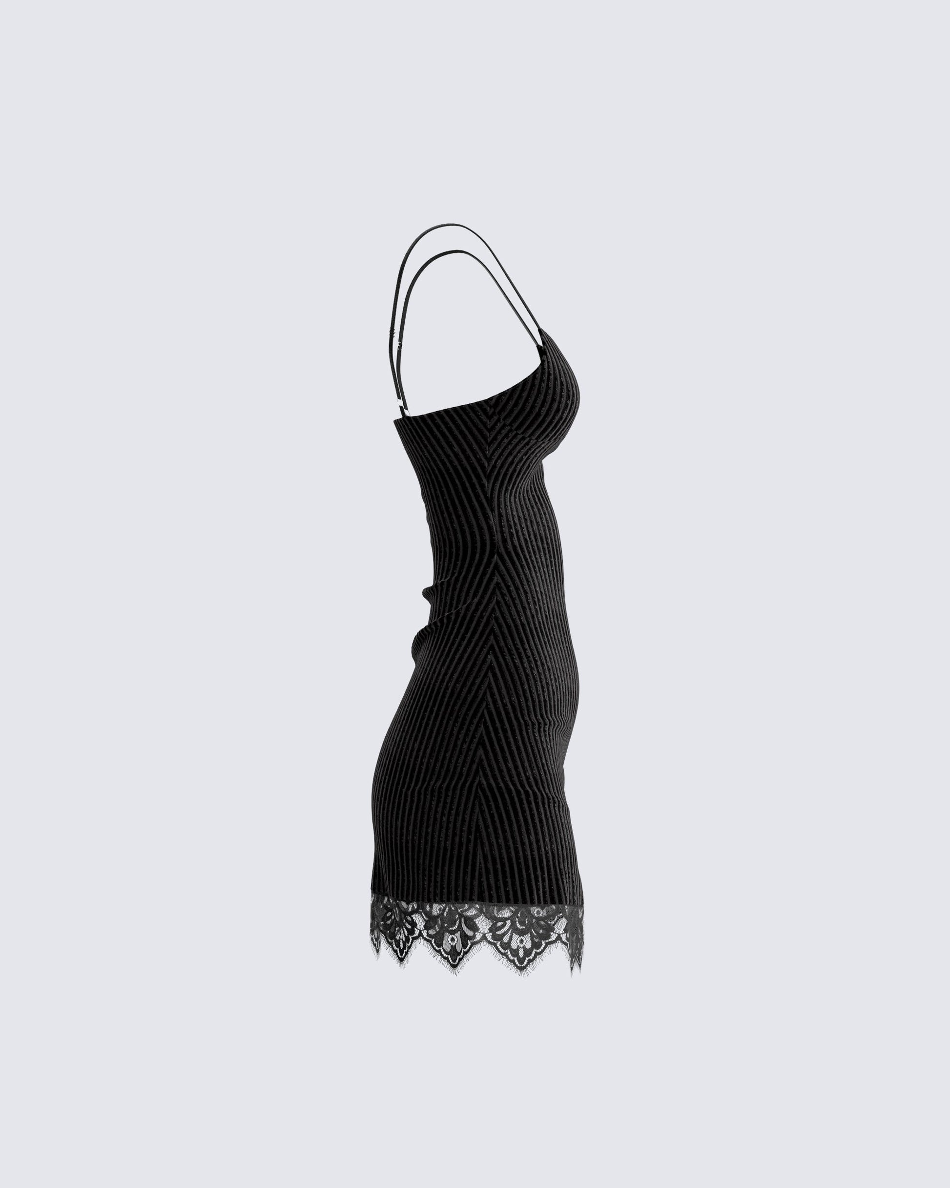 Ambra Black Lace Halter Dress