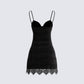Yira Black Lace Trimmed Dress