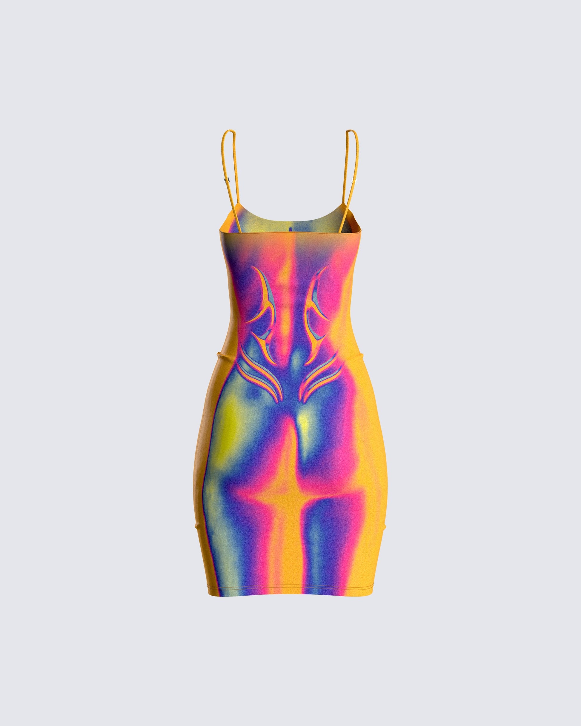 thermal bodycon dress Orange Body Print Mini Dress
