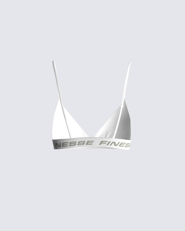 Romy White Logo Bralette