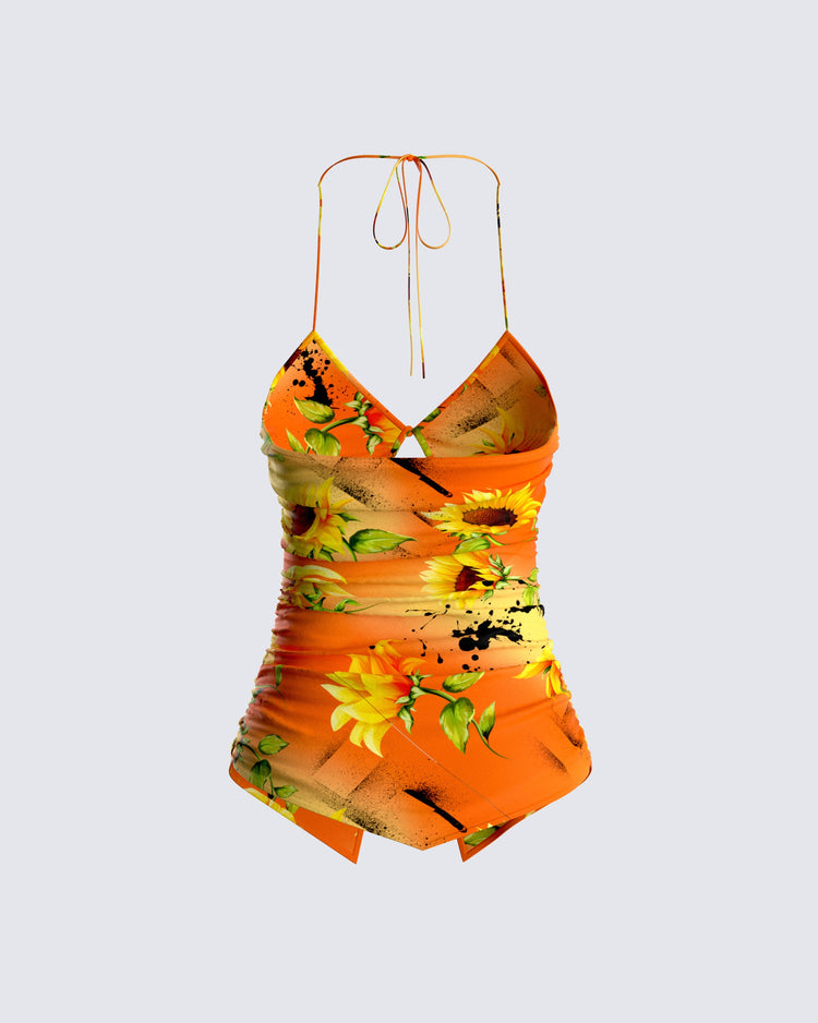 Kenji Sunflower Print Top
